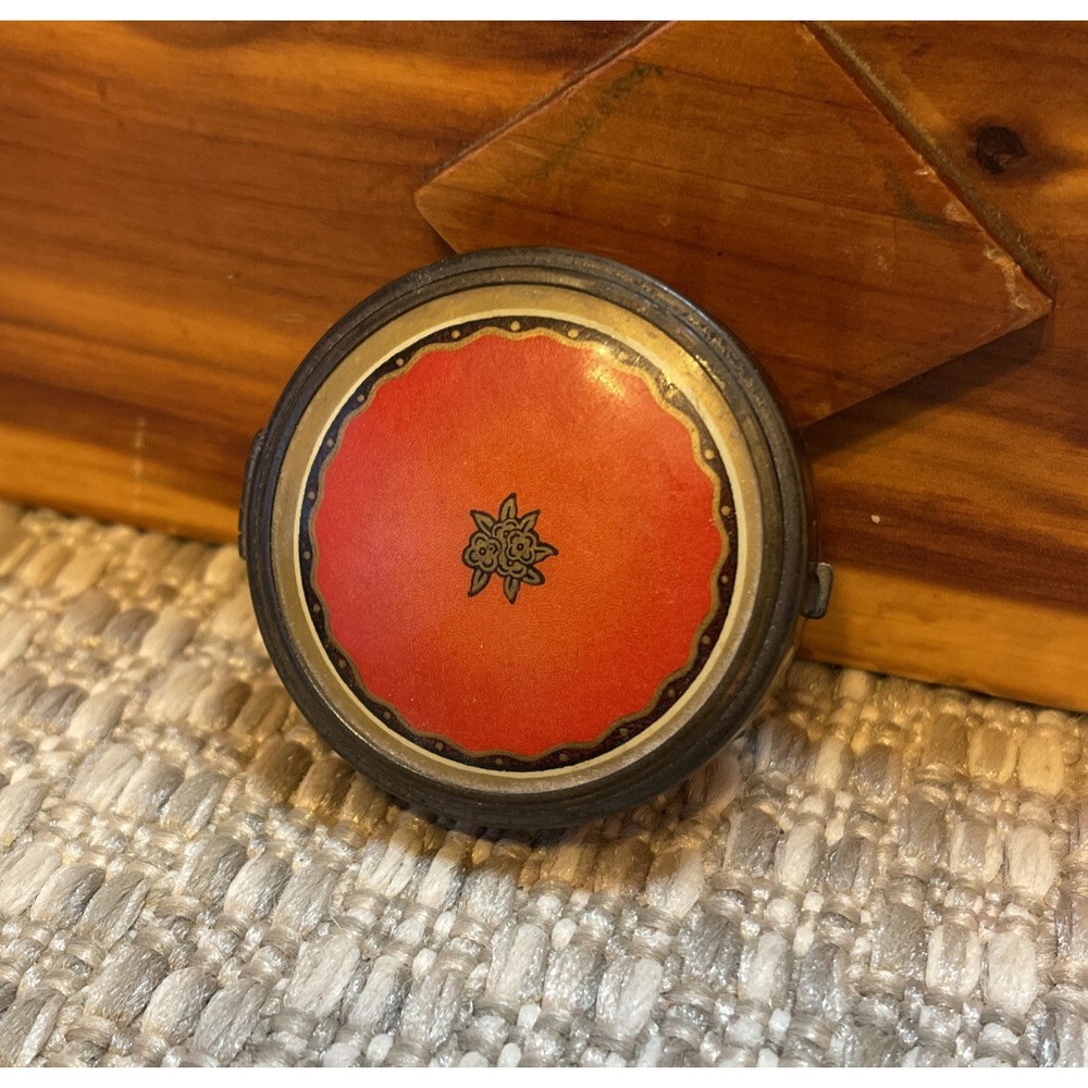 Vintage antique‎ Vivaudou compact good mirror 20's Enamel Floral - Picture 10 of 12